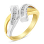 Anillo bypass de canal con diamantes de 1/4 ct. p.t. en oro de dos tonos de 10K, foto 4