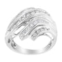 3/4 Ct. T.W. Round and Baguette-Cut Diamond Channel Ring in 10K White Gold, photo 2