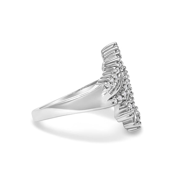 1/2 Ct. T.W. Diamond Bypass Cocktail Ring in 10K White Gold, photo 2