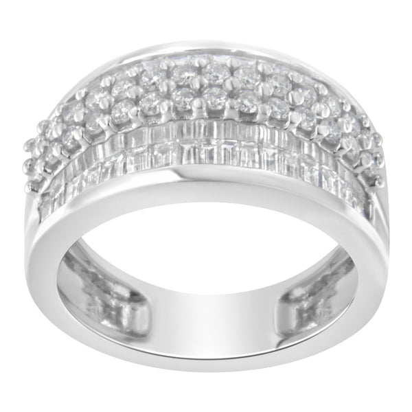 1 1/2 Ct. T.W. Round and Baguette Diamond Ring in 14K White Gold, photo 2
