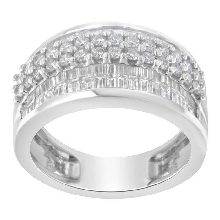 Anillo con diamantes redondos y baguette de 1 1/2 ct. p.t. en oro blanco de 14K, foto 2