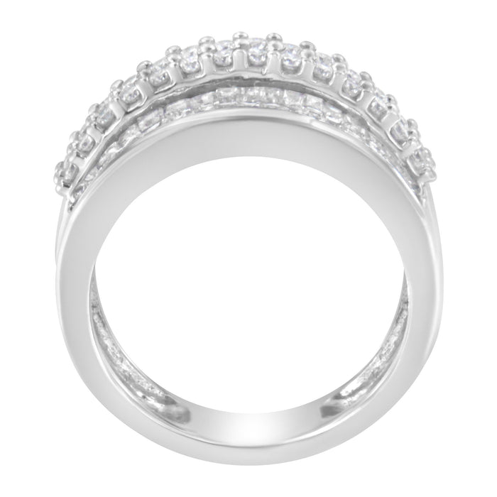 Anillo con diamantes redondos y baguette de 1 1/2 ct. p.t. en oro blanco de 14K, foto 4