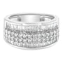 Anillo con diamantes redondos y baguette de 1 1/2 ct. p.t. en oro blanco de 14K, foto 5