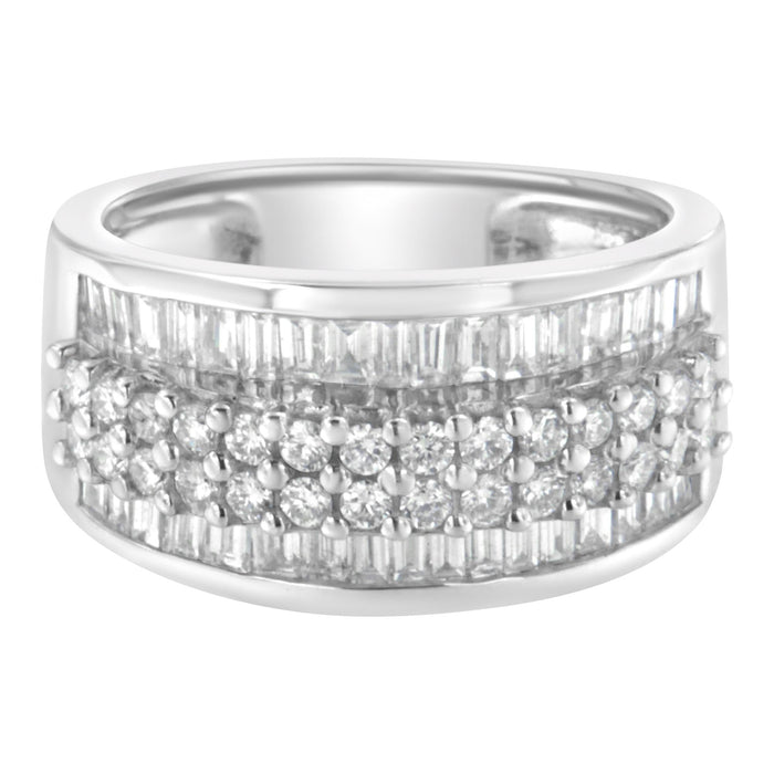 Anillo con diamantes redondos y baguette de 1 1/2 ct. p.t. en oro blanco de 14K, foto 5
