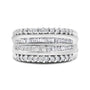 Anillo de banda moderno con diamantes redondos y talla baguette de 1 ct. p.t. en oro blanco de 14K, foto 1