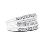Anillo de banda moderno con diamantes redondos y talla baguette de 1 ct. p.t. en oro blanco de 14K, foto 2
