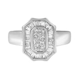1 Ct. T.W. Baguette and Princess-Cut Diamond Cocktail Art Deco Style Ring in 14K White Gold