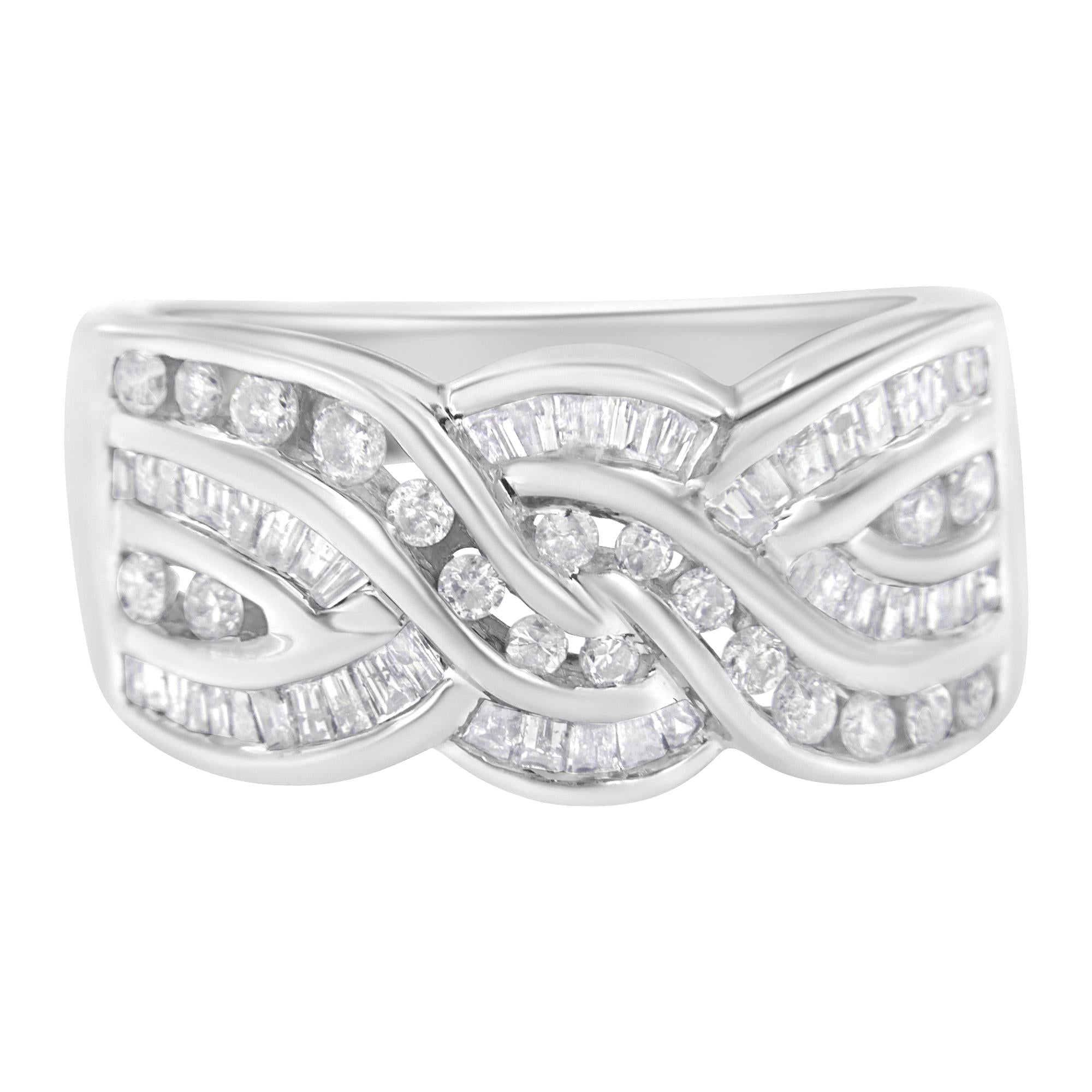 Anillo bypass con diamantes de 1 ct. p.t. en oro blanco de 10K, foto 1