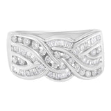 Anillo bypass con diamantes de 1 ct. p.t. en oro blanco de 10K