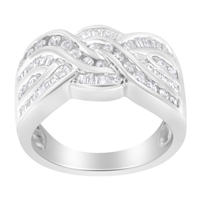 Anillo bypass con diamantes de 1 ct. p.t. en oro blanco de 10K, foto 2