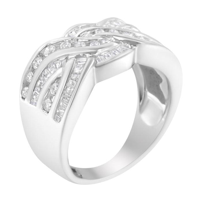Anillo bypass con diamantes de 1 ct. p.t. en oro blanco de 10K, foto 4