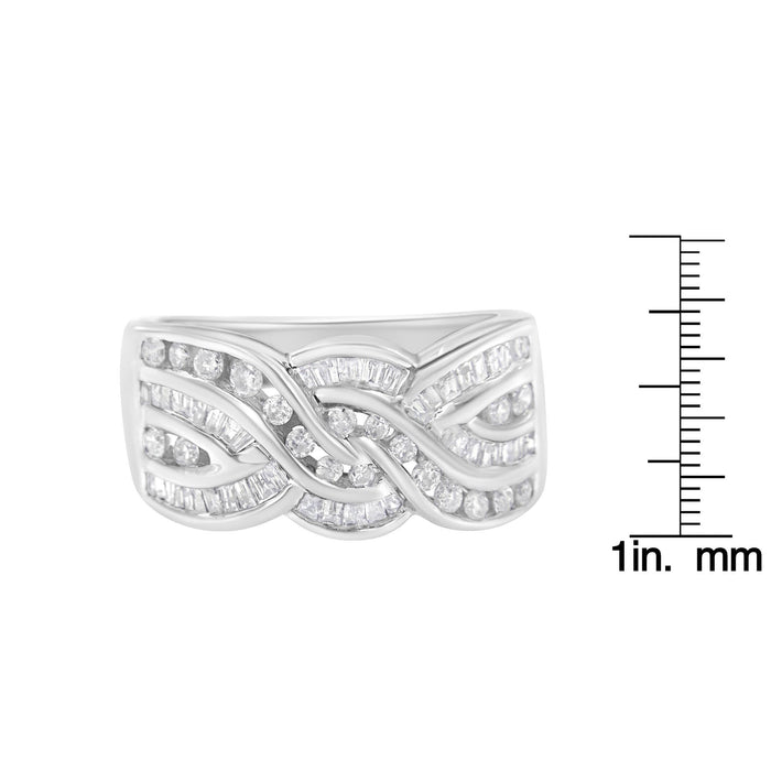 Anillo bypass con diamantes de 1 ct. p.t. en oro blanco de 10K, foto 6