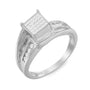 Anillo bypass de racimo de engaste invisible con diamantes de talla princesa de 1/3 ct. p.t. en oro blanco de 10K, foto 4