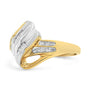 1/10 Ct. T.W. Baguette and Round-Cut Diamond Bypass Ring in 10K Yellow and White Gold, photo 2