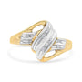 Anillo bypass con diamantes talla redonda de 1/15 ct. p.t. en oro amarillo y blanco de 10K, foto 2