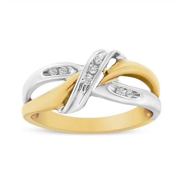 1/20 Ct. T.W. Round-Cut Diamond Bypass Ring in 10K Yellow and White Gold, photo 1