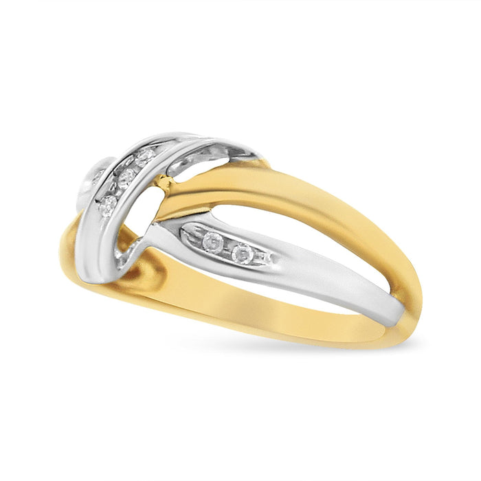 1/20 Ct. T.W. Round-Cut Diamond Bypass Ring in 10K Yellow and White Gold, photo 4