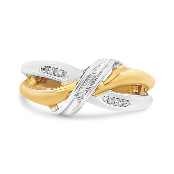 1/20 Ct. T.W. Round-Cut Diamond Bypass Ring in 10K Yellow and White Gold, photo 2