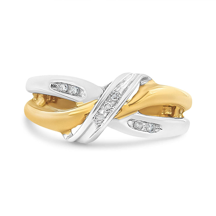 1/20 Ct. T.W. Round-Cut Diamond Bypass Ring in 10K Yellow and White Gold, photo 2