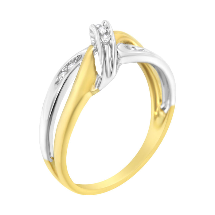 1/20 Ct. T.W. Round-Cut Diamond Bypass Ring in 10K Yellow and White Gold, photo 5