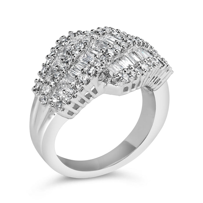 Anillo de banda de cóctel con diamantes de 1 3/4 ct. p.t. en oro blanco de 14K, foto 4