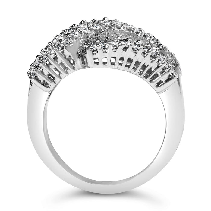 Anillo de banda de cóctel con diamantes de 1 3/4 ct. p.t. en oro blanco de 14K, foto 6