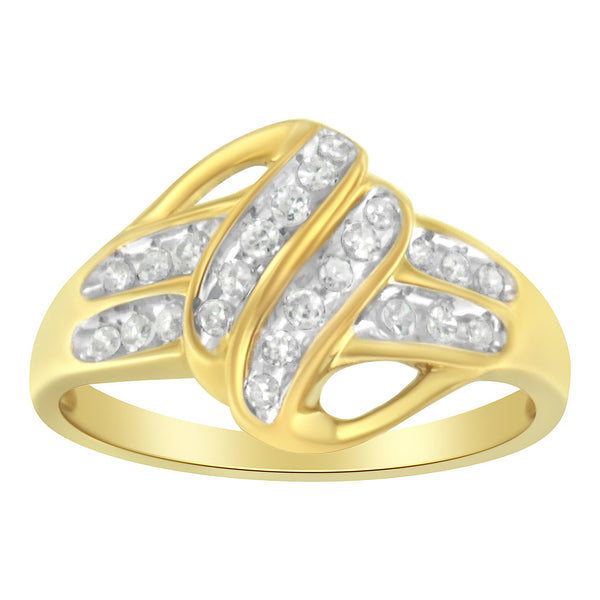 1 Ct. T.W. Diamond Flower Cluster Open Halo Floral Ring in 10K Yellow Gold-Plated Sterling Silver, photo 2