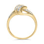 Anillo de racimo de flor con halo calado y diamantes de 1 ct. p.t. en plata de ley bañada en oro amarillo de 10K, foto 6