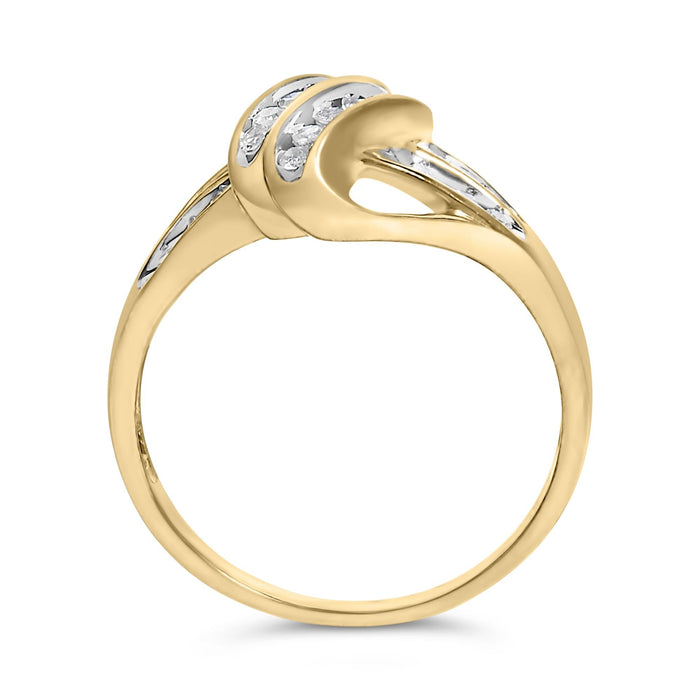 Anillo de racimo de flor con halo calado y diamantes de 1 ct. p.t. en plata de ley bañada en oro amarillo de 10K, foto 6