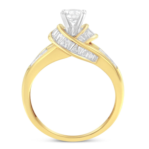 1 1/8 Ct. T.W. Round, Baguette and Princess-Cut Diamond Ring in 14K Two-Tone Gold, photo 2
