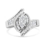 1 1/4 Ct. T.W. Pie, Baguette and Princess-Cut Diamond Marquise Shape Engagement Cocktail Ring in 14K White Gold, photo 4