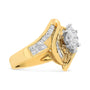 Anillo en forma de marquesa con diamantes princesa, baguette y talla cuña de 1 1/4 ct. p.t. en oro amarillo de 14K, foto 2