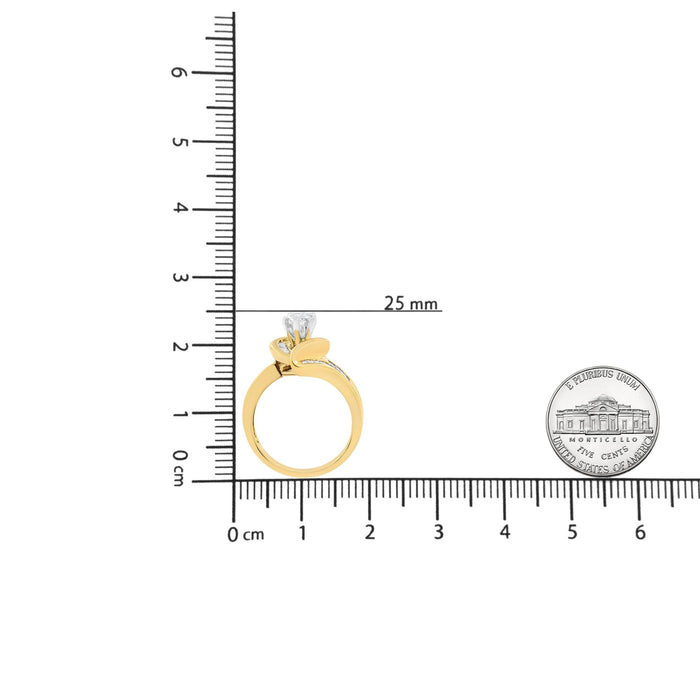 Anillo en forma de marquesa con diamantes princesa, baguette y talla cuña de 1 1/4 ct. p.t. en oro amarillo de 14K, foto 7