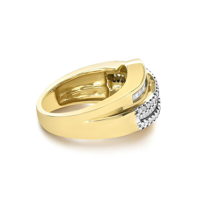 1 Ct. T.W. Diamond Wave Design Band Ring in 14K Yellow Gold, photo 2