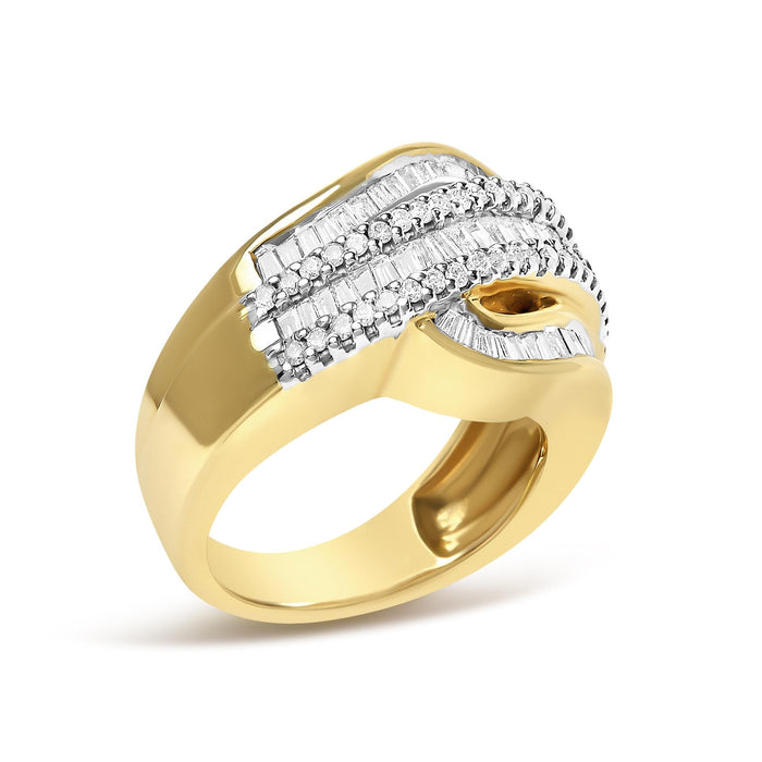 1 Ct. T.W. Diamond Wave Design Band Ring in 14K Yellow Gold, photo 4