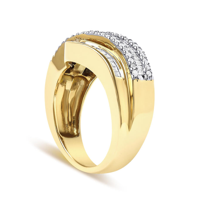 1 Ct. T.W. Diamond Wave Design Band Ring in 14K Yellow Gold, photo 5