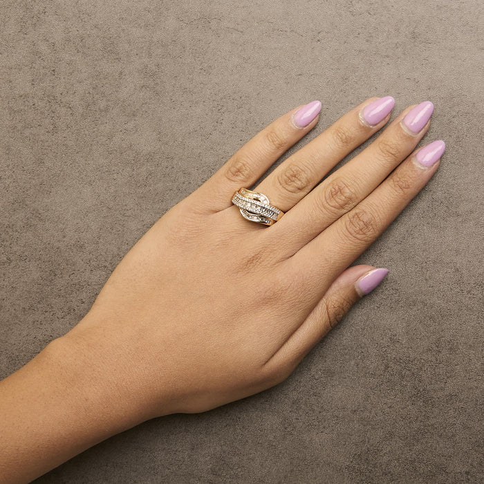 1 Ct. T.W. Diamond Wave Design Band Ring in 14K Yellow Gold, photo 3