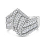 1 1/2 Ct. T.W. Round and Baguette Diamond Bypass Cocktail Ring Band in 14K White Gold, photo 1