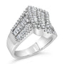 1 1/2 Ct. T.W. Round and Baguette Diamond Bypass Cocktail Ring Band in 14K White Gold, photo 4