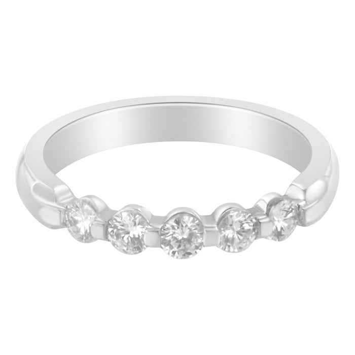 1/2 Ct. T.W. Diamond 5-Stone Band Ring in 14K White Gold, photo 5