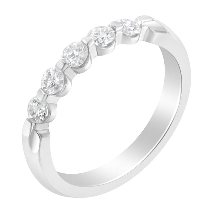 1/2 Ct. T.W. Diamond 5-Stone Band Ring in 14K White Gold, photo 2