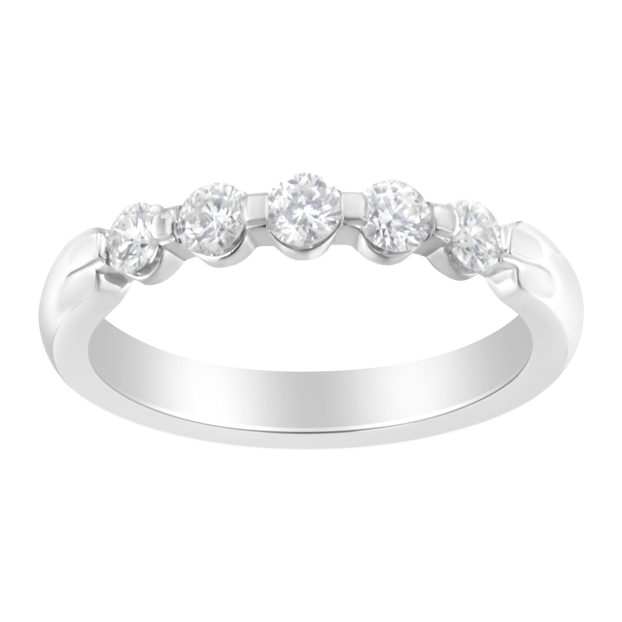 1/2 Ct. T.W. Diamond 5-Stone Band Ring in 14K White Gold, photo 1