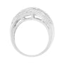Anillo de banda cruzado con engaste de canal y diamantes redondos y baguette alternados de 1 ct. p.t. en plata de ley, foto 2