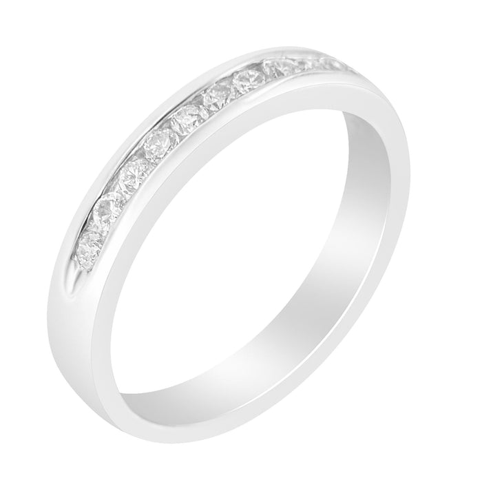 Anillo de boda clásico de 11 piedras con engaste de canal y diamantes redondos de 1/4 ct. p.t. en oro blanco de 18K, foto 5