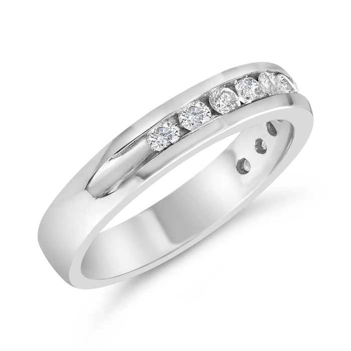 Anillo de boda estilo eternidad de canal con diamantes de 1/2 ct. p.t. certificados IGI en oro blanco de 18K, color H-I, claridad I1-I2, foto 4
