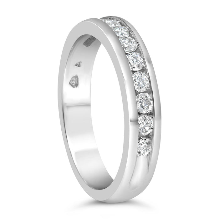 Anillo de boda estilo eternidad de canal con diamantes de 1/2 ct. p.t. certificados IGI en oro blanco de 18K, color H-I, claridad I1-I2, foto 5
