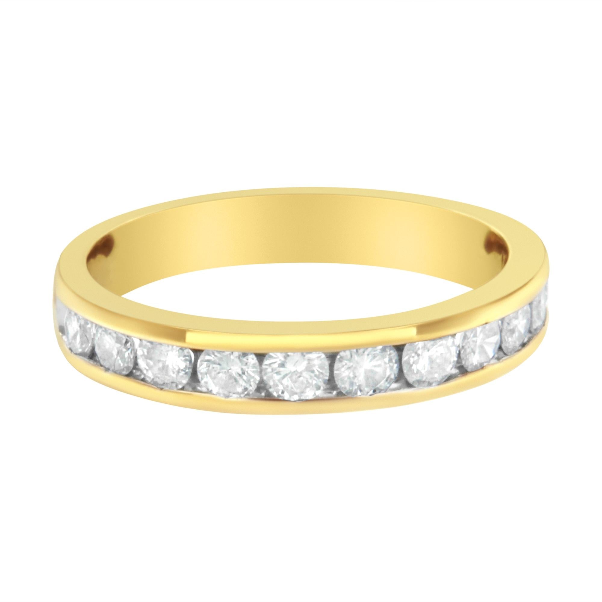Anillo de banda de aniversario/boda de 11 piedras con diamantes de 1 ct. p.t. certificados IGI en oro amarillo de 18K, foto 1