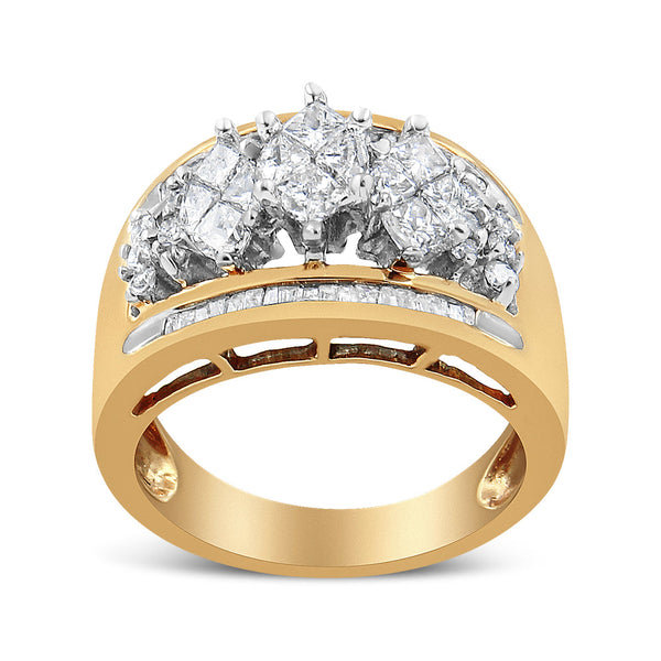 1 1/2 Ct. T.W. Pear-Shaped 3 Stone Style Diamond Ring Band in 10K Yellow and White Gold, photo 2