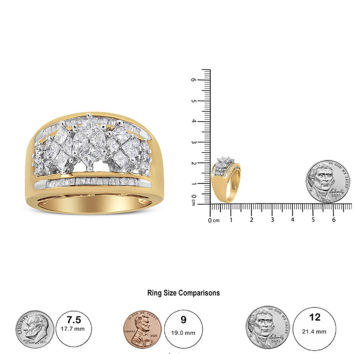 Anillo de banda estilo 3 piedras en forma de pera con diamantes de 1 1/2 ct. p.t. en oro amarillo y blanco de 10K, foto 6