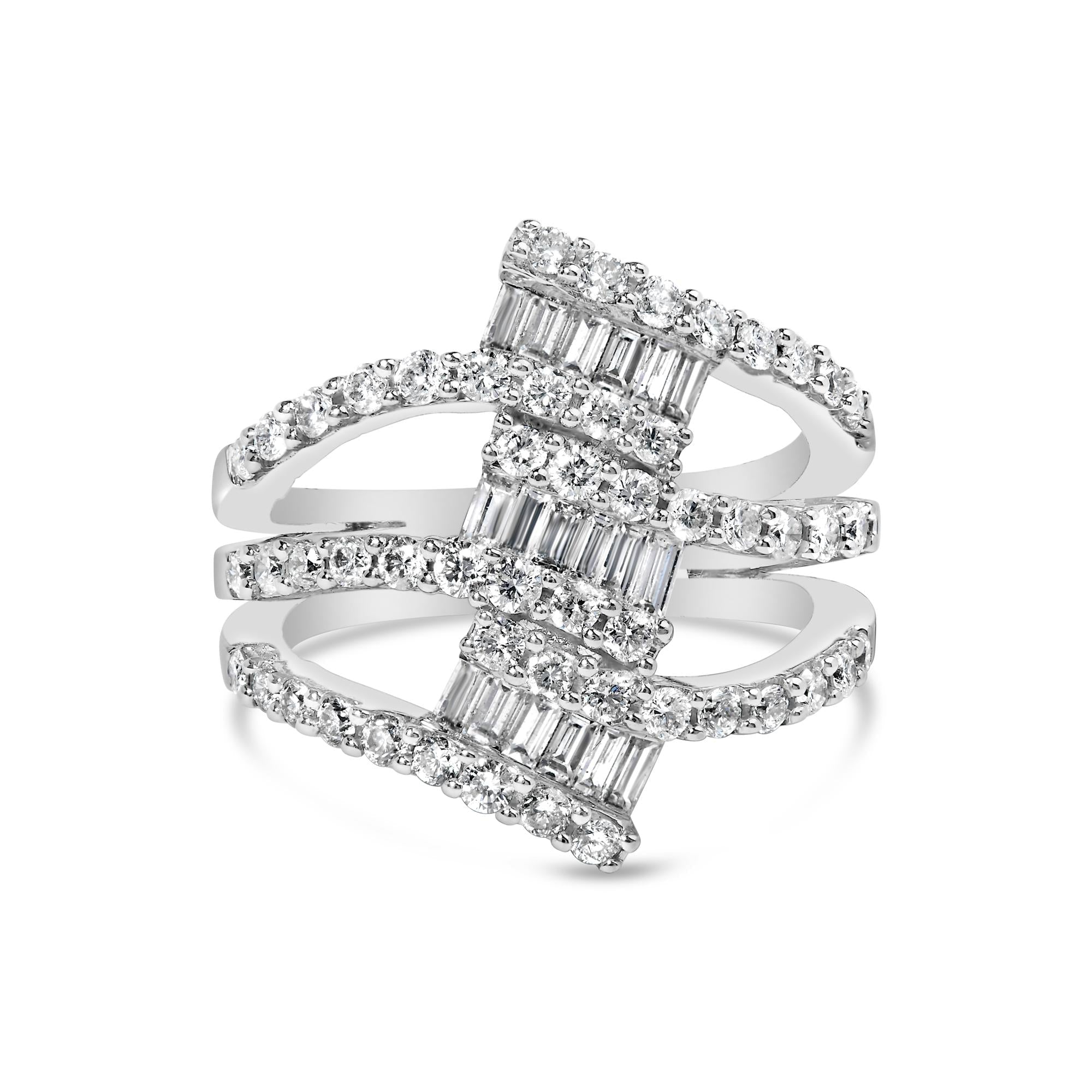 1 3/4 Ct. T.W. Diamond Multi Crossover and Split Shank Cocktail Ring in 18K White Gold, photo 1